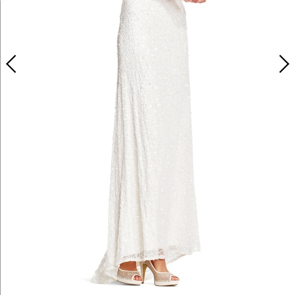 Adrianna Papell Scoop Back Sequin Gown- Ivory - Picture 4 of 16